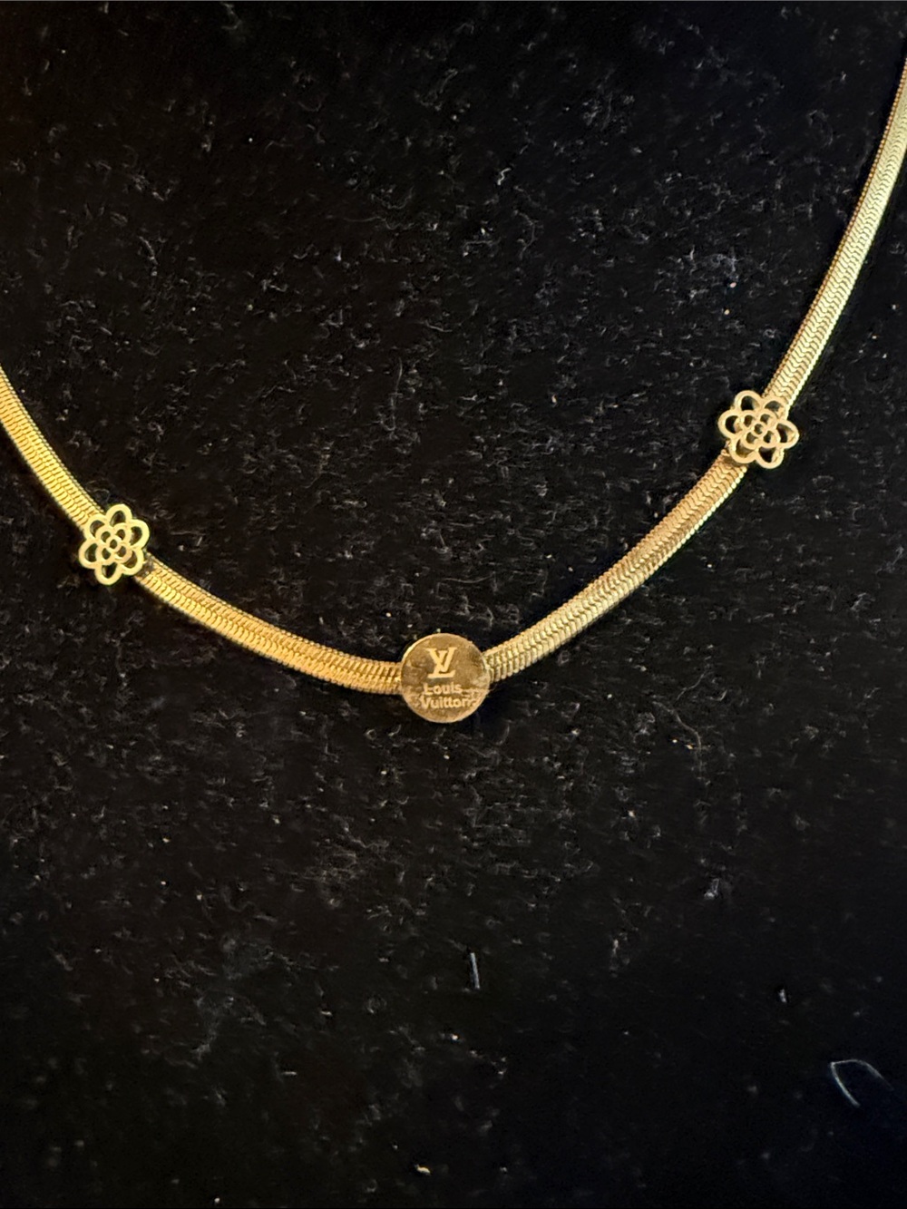 Source Unknown Gold Flower Medallion Necklace Stainless Steel